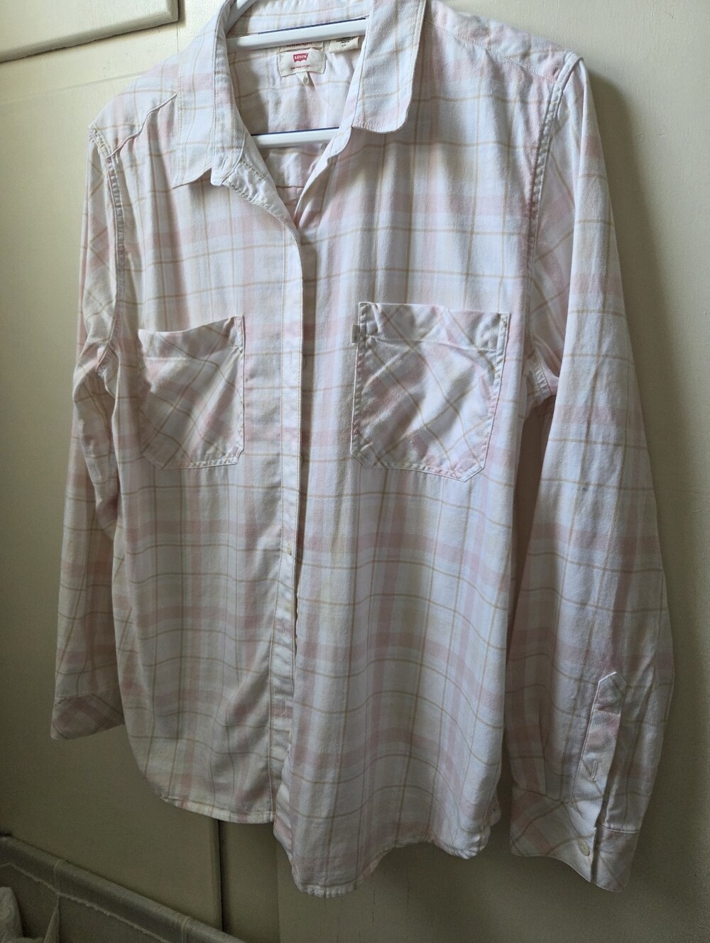 Pink And Tan Plaid Shirt